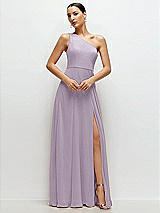 Front View Thumbnail - Lilac Haze Chiffon One-Shoulder Maxi Dress with Circle Skirt