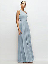 Side View Thumbnail - Mist Chiffon One-Shoulder Maxi Dress with Circle Skirt