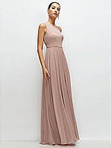 Side View Thumbnail - Neu Nude Chiffon One-Shoulder Maxi Dress with Circle Skirt