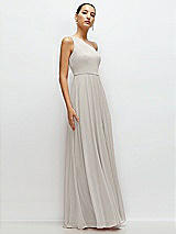 Side View Thumbnail - Oyster Chiffon One-Shoulder Maxi Dress with Circle Skirt