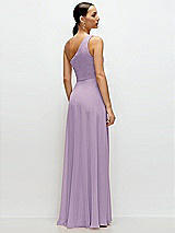 Rear View Thumbnail - Pale Purple Chiffon One-Shoulder Maxi Dress with Circle Skirt