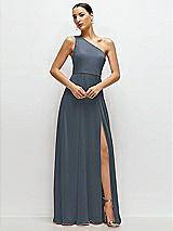 Front View Thumbnail - Silverstone Chiffon One-Shoulder Maxi Dress with Circle Skirt