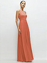 Side View Thumbnail - Terracotta Copper Chiffon One-Shoulder Maxi Dress with Circle Skirt