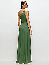 Rear View Thumbnail - Vineyard Green Chiffon One-Shoulder Maxi Dress with Circle Skirt