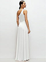 Rear View Thumbnail - White Chiffon One-Shoulder Maxi Dress with Circle Skirt