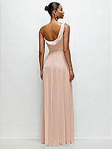 Rear View Thumbnail - Cameo Chiffon One-Shoulder Maxi Dress with Draped Cowl Neckline