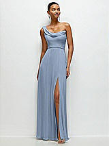 Front View Thumbnail - Cloudy Chiffon One-Shoulder Maxi Dress with Draped Cowl Neckline