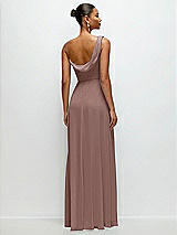 Rear View Thumbnail - Sienna Chiffon One-Shoulder Maxi Dress with Draped Cowl Neckline