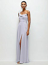 Side View Thumbnail - Silver Dove Chiffon One-Shoulder Maxi Dress with Draped Cowl Neckline