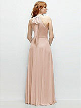 Rear View Thumbnail - Cameo Shirred Halter Chiffon Maxi Dress with Back Sash-Tie Closure