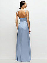 Rear View Thumbnail - Cloudy Cowl Neck Satin Maxi Dress with Adjustable Spaghetti Straps