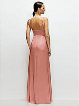 Rear View Thumbnail - Desert Rose Cowl Neck Satin Maxi Dress with Adjustable Spaghetti Straps