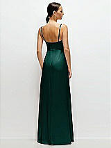 Rear View Thumbnail - Evergreen Cowl Neck Satin Maxi Dress with Adjustable Spaghetti Straps