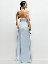 Rear View Thumbnail - Mist Cowl Neck Satin Maxi Dress with Adjustable Spaghetti Straps