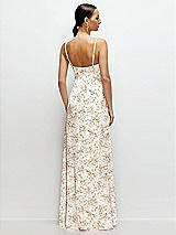 Rear View Thumbnail - Golden Hour Floral Cowl Neck Satin Maxi Dress with Adjustable Spaghetti Straps