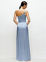 Rear View Thumbnail - Cloudy Pleated One-Shoulder Satin Maxi Dress with A-Line Skirt