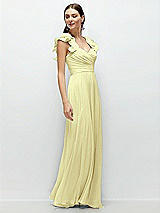 Side View Thumbnail - Butter Yellow Dramatic Ruffle Edge Strap Chiffon Maxi Dress