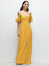 Alt View 1 Thumbnail - NYC Yellow Dramatic Ruffle Edge Strap Chiffon Maxi Dress