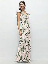 Side View Thumbnail - Palm Beach Print Dramatic Ruffle Edge Strap Chiffon Maxi Dress