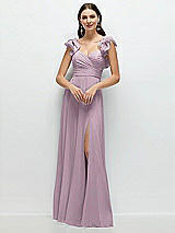 Front View Thumbnail - Suede Rose Dramatic Ruffle Edge Strap Chiffon Maxi Dress