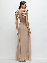 Rear View Thumbnail - Topaz Dramatic Ruffle Edge Strap Chiffon Maxi Dress