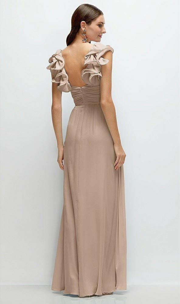 Back View - Topaz Dramatic Ruffle Edge Strap Chiffon Maxi Dress