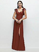 Front View Thumbnail - Auburn Moon Dramatic Ruffle Edge Strap Chiffon Maxi Dress