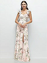 Front View Thumbnail - Blush Garden Dramatic Ruffle Edge Strap Chiffon Maxi Dress