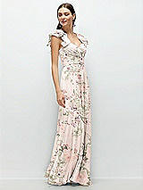 Side View Thumbnail - Blush Garden Dramatic Ruffle Edge Strap Chiffon Maxi Dress