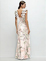 Rear View Thumbnail - Blush Garden Dramatic Ruffle Edge Strap Chiffon Maxi Dress