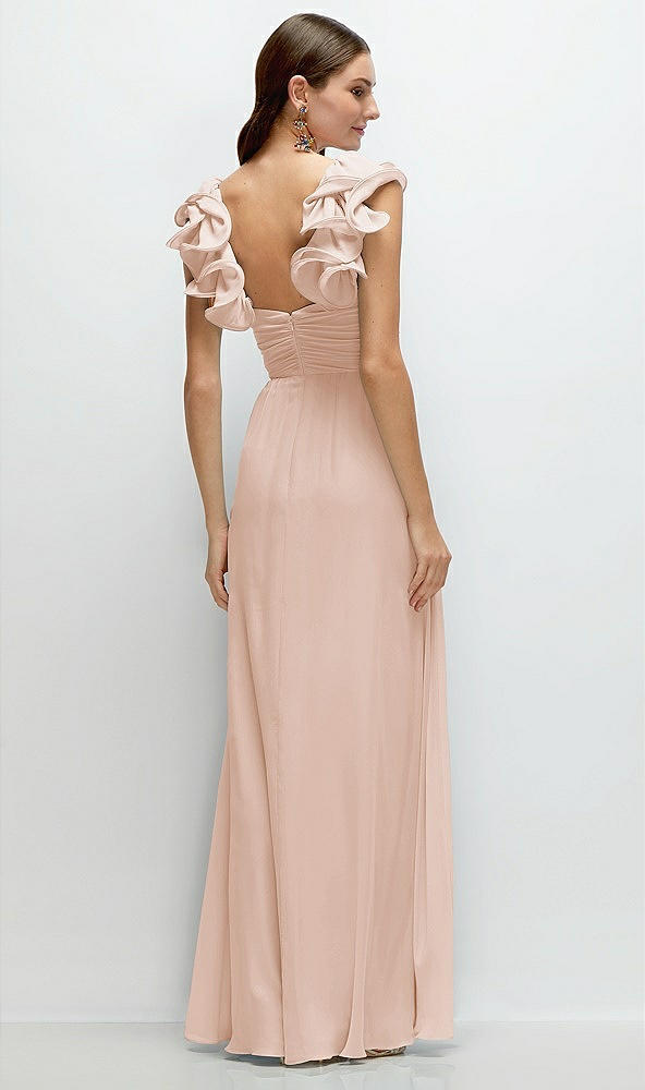 Back View - Cameo Dramatic Ruffle Edge Strap Chiffon Maxi Dress