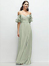 Alt View 1 Thumbnail - Celadon Dramatic Ruffle Edge Strap Chiffon Maxi Dress