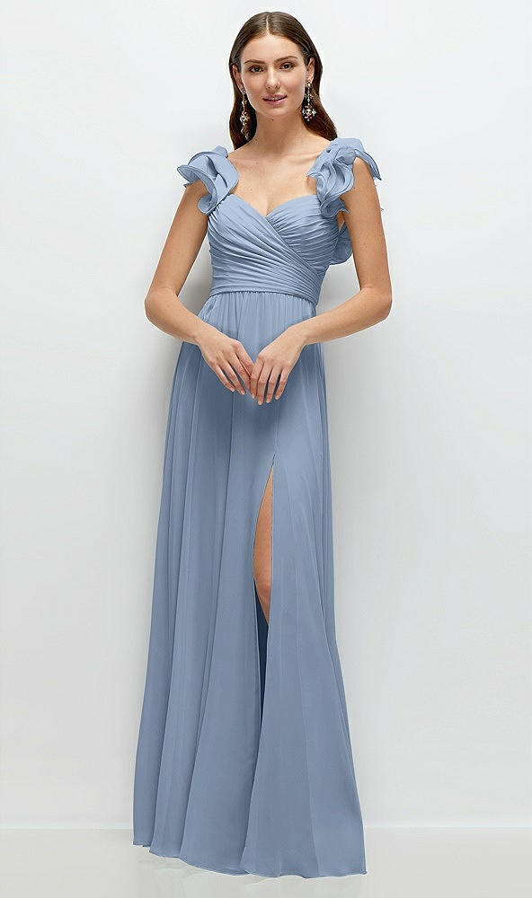 Front View - Cloudy Dramatic Ruffle Edge Strap Chiffon Maxi Dress