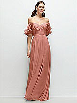 Alt View 1 Thumbnail - Desert Rose Dramatic Ruffle Edge Strap Chiffon Maxi Dress