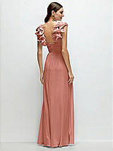 Rear View Thumbnail - Desert Rose Dramatic Ruffle Edge Strap Chiffon Maxi Dress