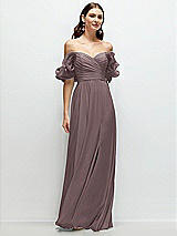 Alt View 1 Thumbnail - French Truffle Dramatic Ruffle Edge Strap Chiffon Maxi Dress