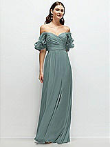 Alt View 1 Thumbnail - Icelandic Dramatic Ruffle Edge Strap Chiffon Maxi Dress