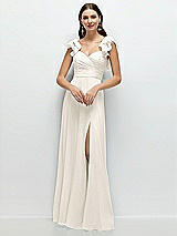 Front View Thumbnail - Ivory Dramatic Ruffle Edge Strap Chiffon Maxi Dress