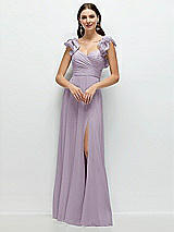 Front View Thumbnail - Lilac Haze Dramatic Ruffle Edge Strap Chiffon Maxi Dress