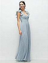 Side View Thumbnail - Mist Dramatic Ruffle Edge Strap Chiffon Maxi Dress