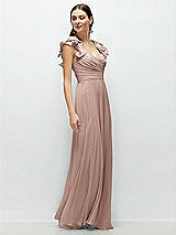 Side View Thumbnail - Neu Nude Dramatic Ruffle Edge Strap Chiffon Maxi Dress