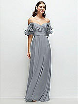 Alt View 1 Thumbnail - Platinum Dramatic Ruffle Edge Strap Chiffon Maxi Dress