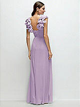 Rear View Thumbnail - Pale Purple Dramatic Ruffle Edge Strap Chiffon Maxi Dress