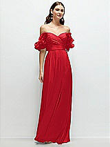 Alt View 1 Thumbnail - Parisian Red Dramatic Ruffle Edge Strap Chiffon Maxi Dress