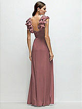 Rear View Thumbnail - Rosewood Dramatic Ruffle Edge Strap Chiffon Maxi Dress