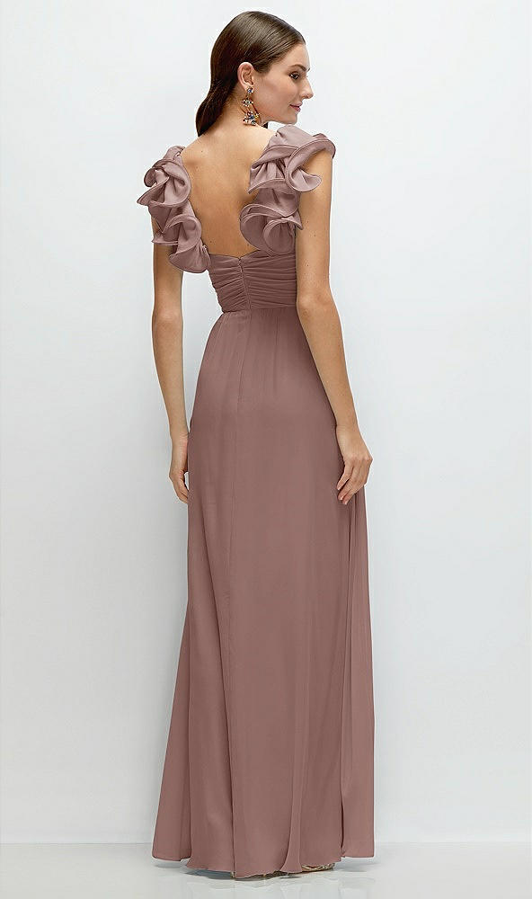 Back View - Sienna Dramatic Ruffle Edge Strap Chiffon Maxi Dress