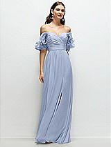 Alt View 1 Thumbnail - Sky Blue Dramatic Ruffle Edge Strap Chiffon Maxi Dress