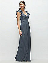 Side View Thumbnail - Silverstone Dramatic Ruffle Edge Strap Chiffon Maxi Dress