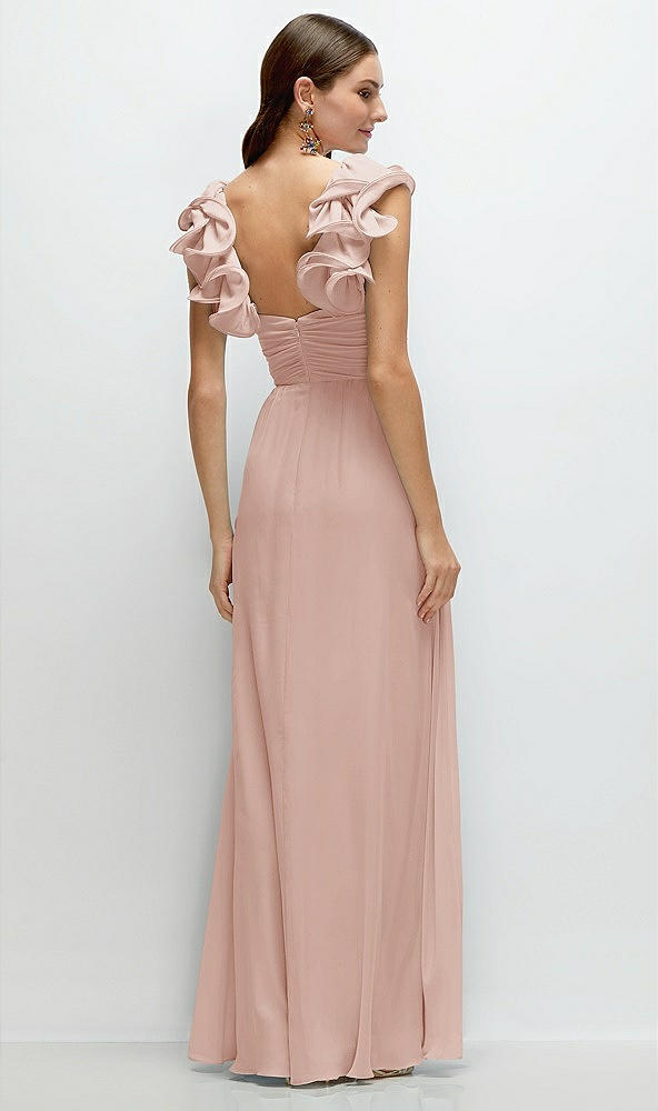 Back View - Toasted Sugar Dramatic Ruffle Edge Strap Chiffon Maxi Dress