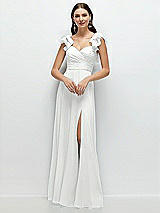 Front View Thumbnail - White Dramatic Ruffle Edge Strap Chiffon Maxi Dress